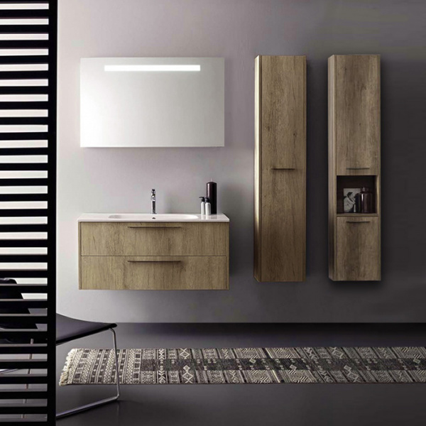 Cerasa Velvet Тумба подвесная 120х50.5х48см, с раковиной, с 2 выдвижными ящиками, цвет: Tavolato Biscotto