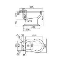 Sbordoni Palladio Приставное биде 60.5х 37см, с внешн./внутр. подачей воды, 1 отверстия для смесителя, белое