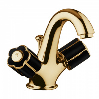 Смеситель для раковины Bongio Fleur Noir, цвет: золото/черный фарфор
