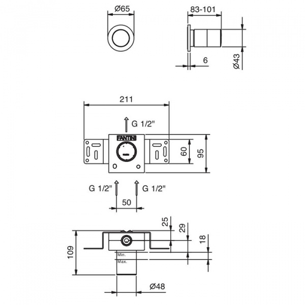 Fantini Nice Встраиваемый смеситель для душа, цвет: хром