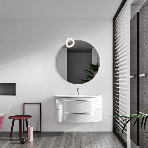 Cerasa Cartabianca Комплект мебели 95х48х36 см, подвесной, с базой под раковину, раковиной, зеркалом TONDO, цвет: Bianco Lucido