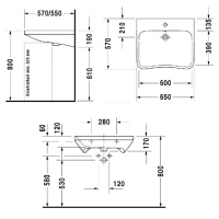 Duravit DuraStyle Раковина 65x57 см, 1 отв., цвет: белый