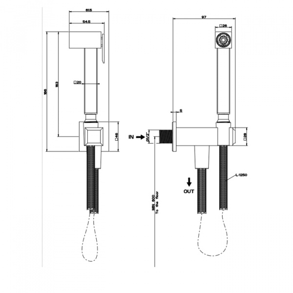 Gessi Eleganza Гигиенический душ, цвет: черный металлик