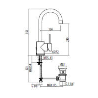 Gattoni Logos Смеситель для раковины с донным клапаном, поворотный излив 154мм однорычажный, хром