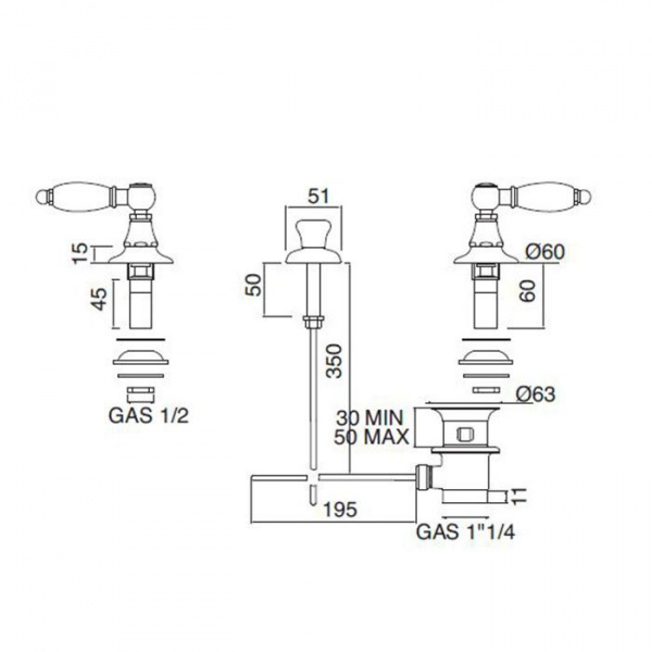 Sbordoni Livia Смеситель для биде на 3 отверстия, цвет: хром/белый