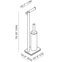 Agape Dot line Напольная стойка 75см., с туалетным ёршиком и держателем т/б, цвет: коричневый дуб/черный мрамор Marquinia