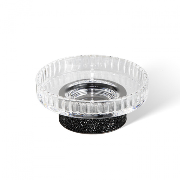 Decor Walther Rocks STS Мыльница настольная, граненое стекло, с кристаллами Swarovski, цвет: черный матовый