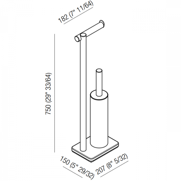 Agape Dot line Напольная стойка 75см., с туалетным ёршиком и держателем т/б, цвет: коричневый дуб/черный мрамор Marquinia