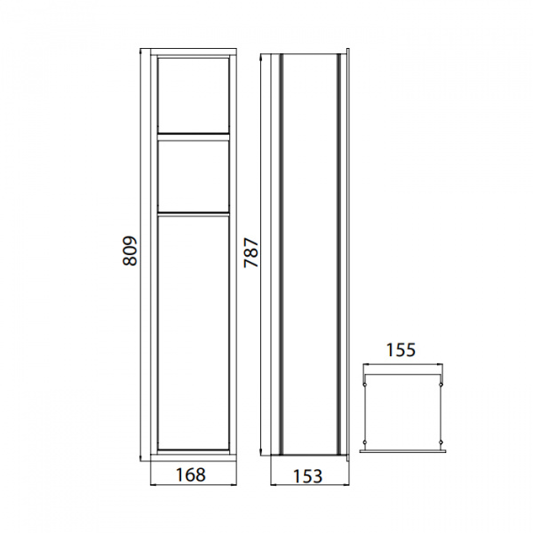 EMCO Asis 150 Модуль для унитаза встраиваемый, ершик, держатель т/бумаги, запасного рулона , правый/левый, цвет: алюминий/черный