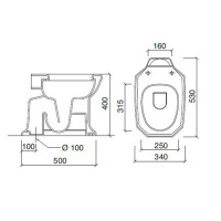 Sbordoni Romana Унитаз 53х34см, с высокой трубой, цвет: белый/хром