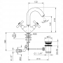 Nicolazzi Nuova Brenta Смеситель для раковины с 2мя ручками, поворотный излив: 132мм, с донным клапаном, цвет: хром