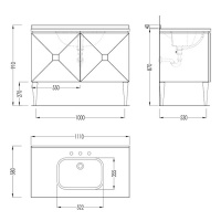 Devon&Devon Jetset Тумба под раковину 110 см с 2мя двек. . Материал - МДФ, снаружи высокогл. лак, столешн nero assoluto, с 1 отв, цвет: Antiqued Aluminium Leaf/черная
