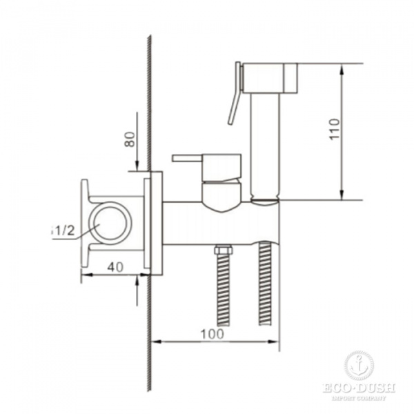 Huber Shower Гигиенический душ со смесителем комплект, цвет: хром