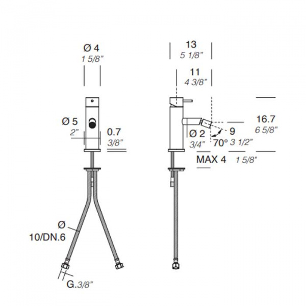 NOORTH milldue edition Смеситель для биде, 1 отв., цвет: полированная сталь