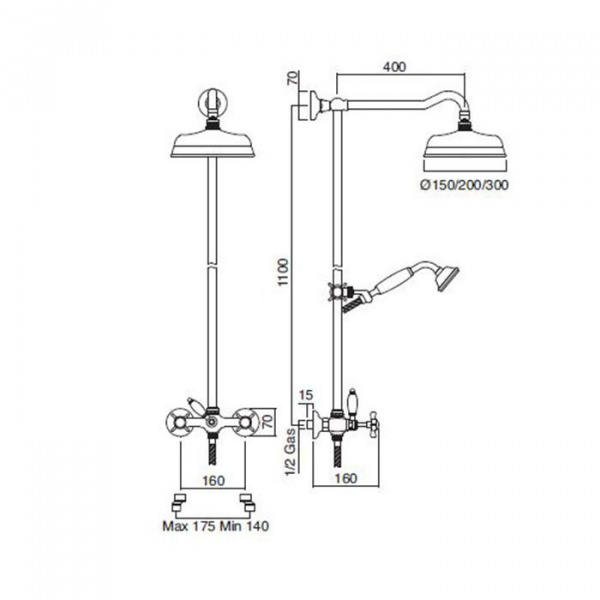 Sbordoni Antica Смеситель для душа на 3 отверстия, цвет: хром