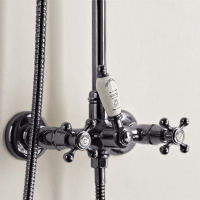 Sbordoni Londra Смеситель для душа настенный с ручн.душем, внешней трубкой, настенным держателем и верхним душем Ø200мм, цвет: черный никель