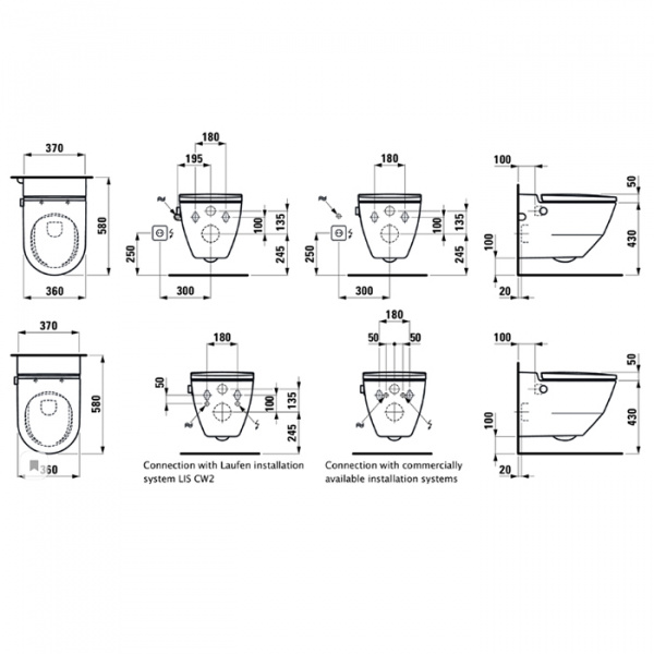 Laufen Cleanet Navia Унитаз-биде подвесной 58х37х38см, безободковый в комплекте с съемным сиденьем с микролифтом, цвет: белый