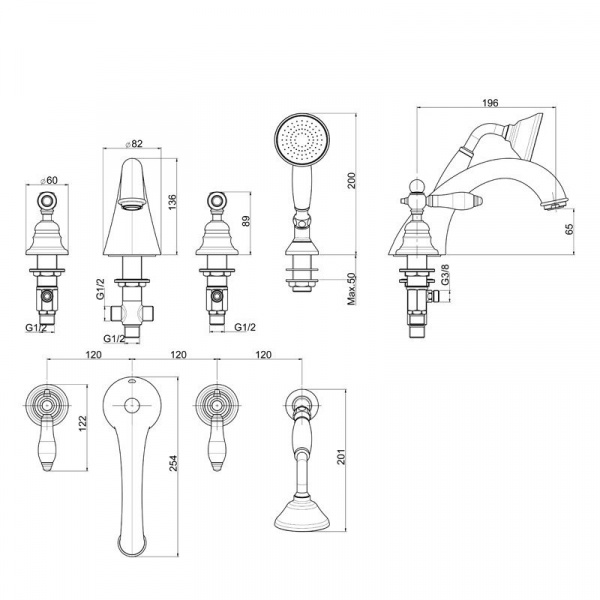 Carlo Frattini Herend Смеситель на борт ванны, цвет: Хром