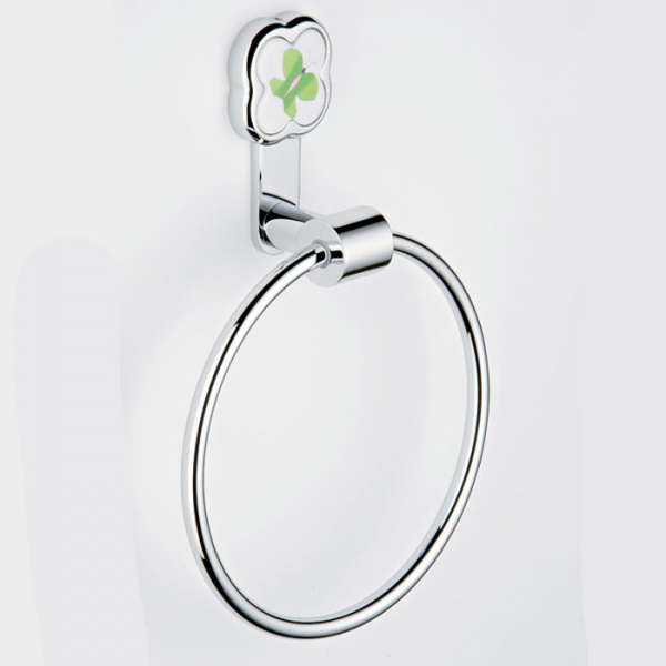 THG CAPUCINE VERT DECOR PLATINE Полотенцедержатель-кольцо 18см., декор зеленый, цвет: хром