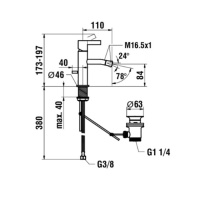 Laufen Kartell Смеситель для биде, на 1 отв, с донным клапаном, излив 110 мм, цвет: нержавеющая сталь (PVD)Kartell [5558]