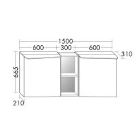 BurgBad Badu Зеркальный шкаф 150х31х66.5см, 2 светильника,2 выкл, 2 зерк двери, стойка с 1 полкой, стекл полки, освещение мойки, цвет: лен серый/Gold