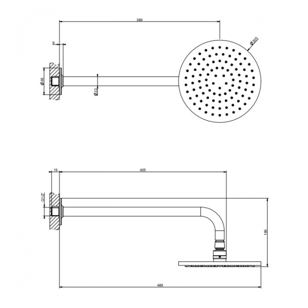 Gessi Inciso Верхний душ, настенный, цвет: хром