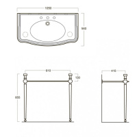 SIMAS Arcade Консоль 105х56см, c белой раковиной на 1 на отв, цвет: консоли cromo.