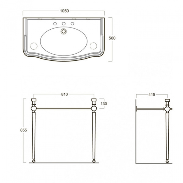 SIMAS Arcade Консоль 105х56см, c белой раковиной на 1 на отв, цвет: консоли cromo.