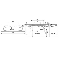 Laufen Palomba Раковина 160x50х4 см, 2 отв., двойная, цвет: белый