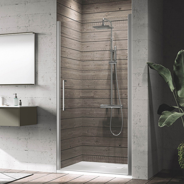 Novellini Young Душевая дверь правая/левая 92х200см., для ниши, распашная, стекло, цвет: хром