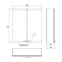 EMCO Evo Зеркальный шкаф 60xh70см с подсветкой, навесной, 2 двери, 2 полки, розетка, цвет: черный