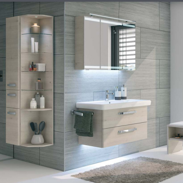 Pelipal Pineo Комплект мебели с зеркальным шкафчиком и подсветкой, 96см, Цвет: пиния Ида