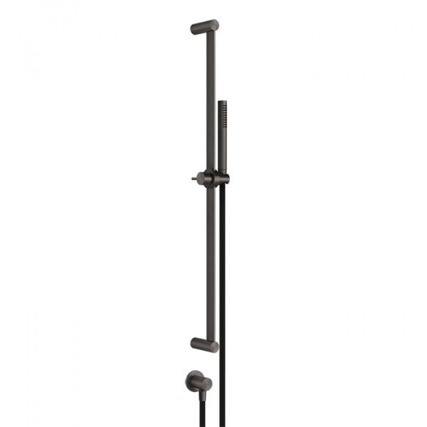 Gessi 316 Штанга в комплекте с душевой лейкой с легкой очисткой, шланг 1,50 м, вывод воды из стены, цвет: brushed black metal pvd