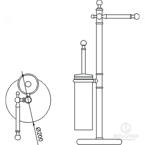 HUBER Croisette Напольная стойка с ершиком и бумагодержателем, цвет: бронза