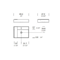 NOORTH milldue edition Раковина 63.4х47.2х12 см, 1 отв., накладная, цвет: белый