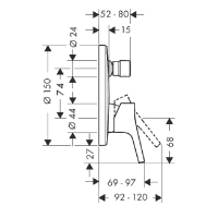 Hansgrohe Talis S, Смеситель для ванны, однорычажный, СМ, со встроенной защитной  внешняя часть, Цвет: хром