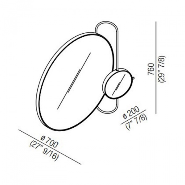 Agape Revolving Moon Зеркало подвесное 76x70x20 см, овальное, цвет: Черное