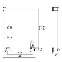 EMCO System2 Поручень изогнутый, правый, угол 90°, подвесной, цвет: хром