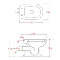Artceram HERMITAGE Унитаз приставной слив в стену, 36х55см, с крепежом в комплекте, цвет: белый