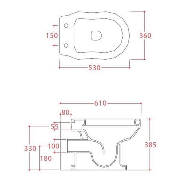 Artceram HERMITAGE Унитаз приставной слив в стену, 36х55см, с крепежом в комплекте, цвет: белый