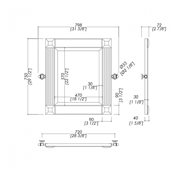 Devon&Devon Bizet Mahogany Зеркало 78.6х75см., поворотное, цвет: красное дерево