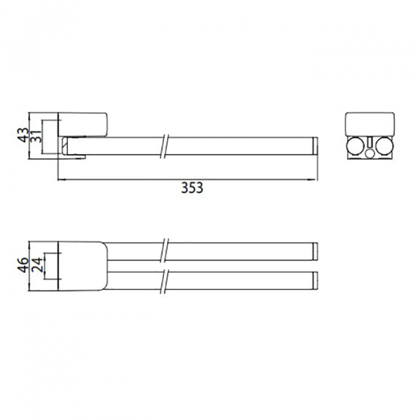EMCO Trend Держатель полотенец,  двойной, поворотный, 35см, подвесной, цвет: хром