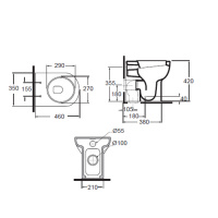 AZZURRA NUVOLA Mini Унитаз напольный 46х35см, цвет: белый с крепежом VFV, сиденье на выбор