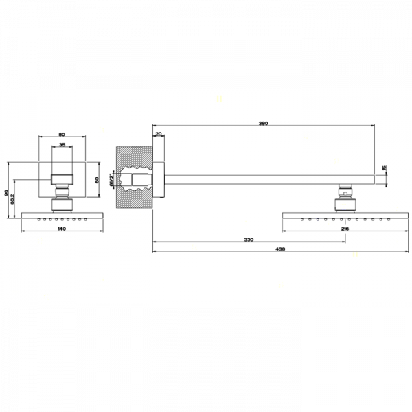 Gessi Rettangolo Верхний душ для настенного крепления 216x140мм, цвет: хром