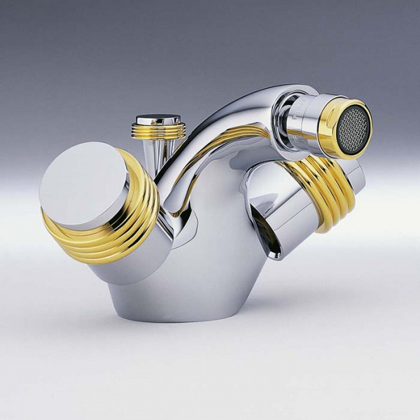 THG Diplomate grooved rings Смеситель для биде на 1 отверстие, с донным клапаном, цвет: хром/золото