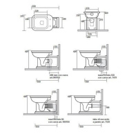 Kerasan Waldorf Унитаз напольный пристенный удлиненный &quotProlungato&quot 65х37см, цвет: белый, с креплением, СИДЕНЬЕ НА ВЫБОР, фурнитура бронза