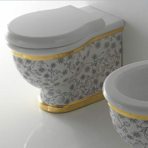 Globo Paestum Унитаз напольный пристенный 57х38см, слив универсальный, с комплектом креплений, цвет: Blossom A10 СИДЕНЬЕ НА ВЫБОР