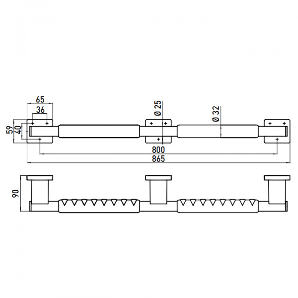 EMCO System2 Поручень, корпус черный, 865мм, подвесной, цвет: хром
