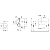 Duravit DuraStyle Писсуар с вытяжкой 30х34см, подача воды сзади, с креплением, цвет: белый