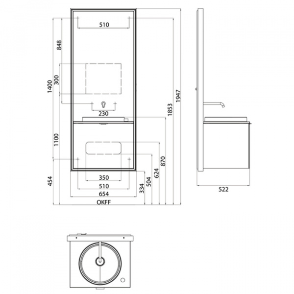 EMCO Touch 600 slim Комплект мебели с выдвижным ящиком, хром/белый ELS